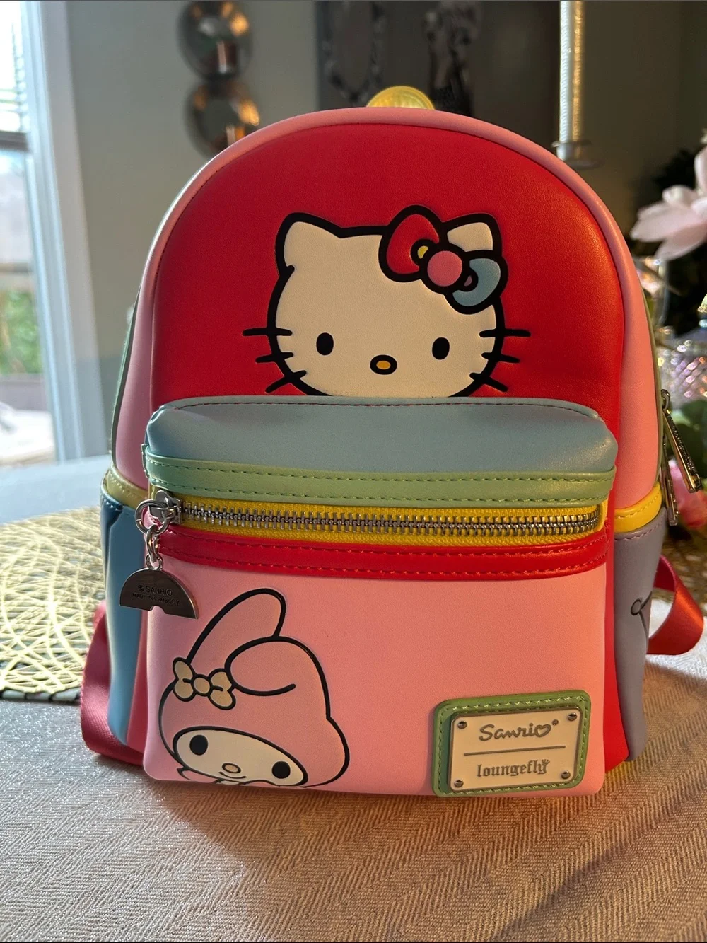 Sanrio Mini Backpack with Hello Kitty & My Melody - Red Pink Blue Yellow